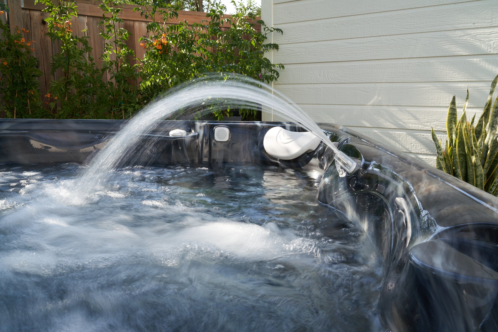 A close look at a Caldera Vacanza spa's seating and jets