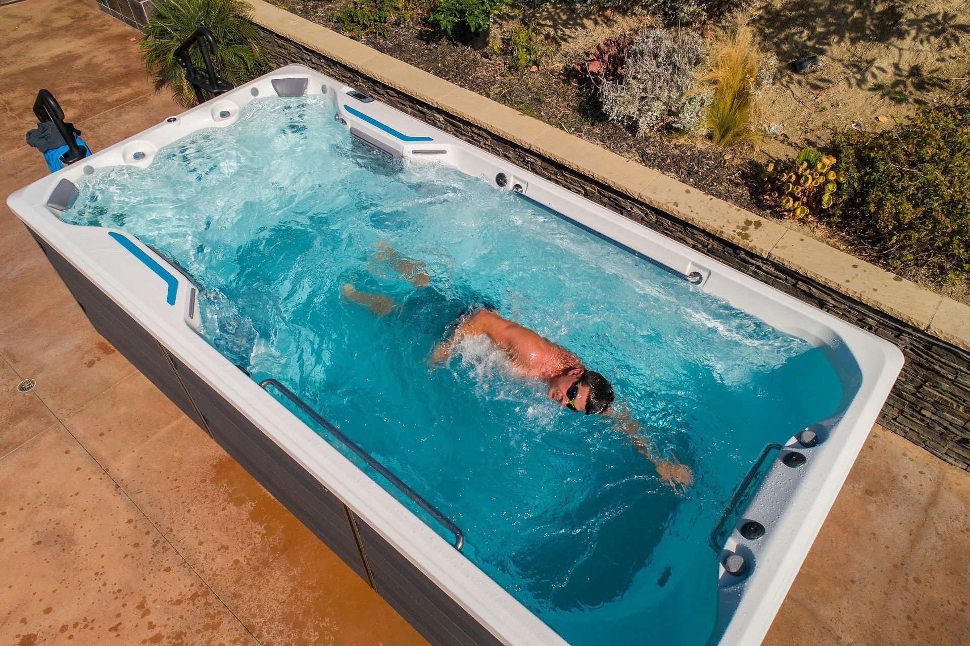 Endless Pools swim spa in use