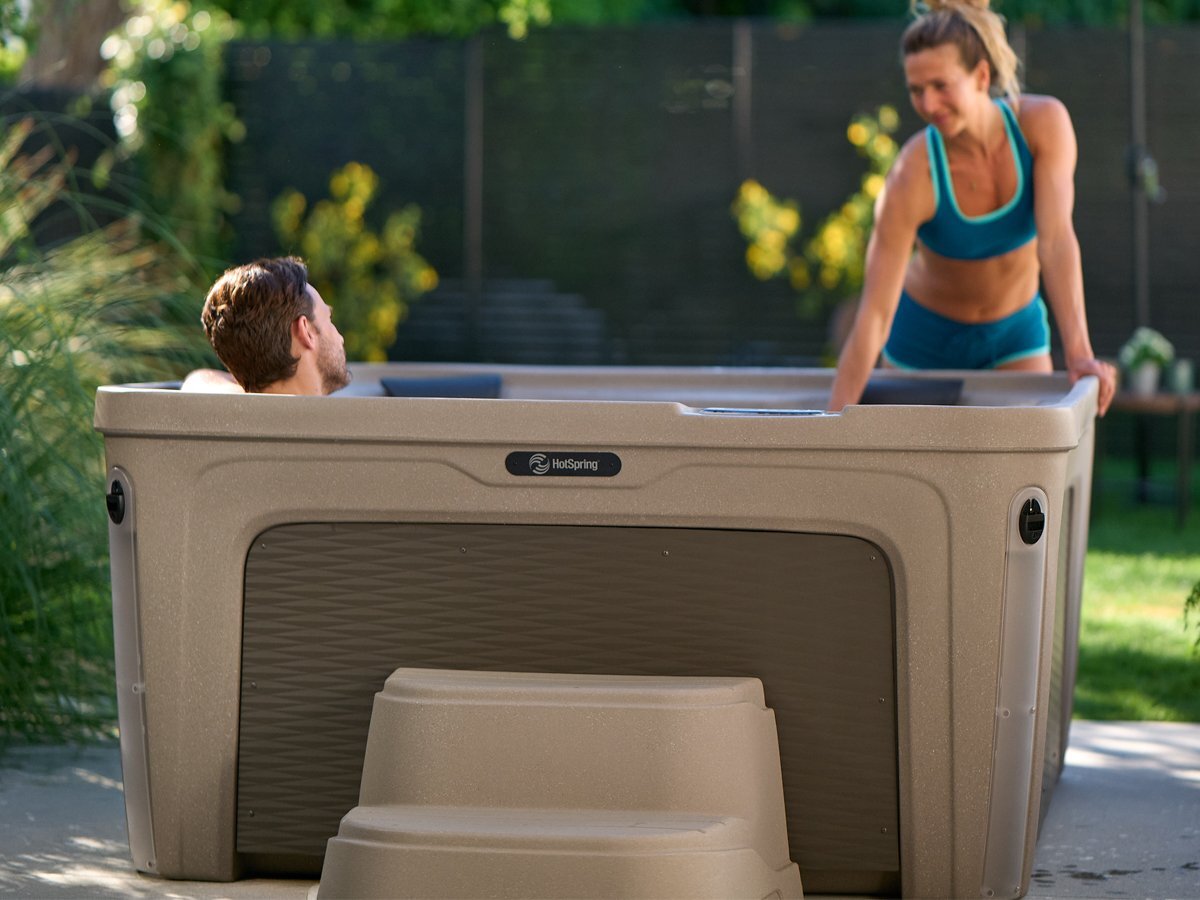Couple relaxing in a Hot Spring Freeflow Azure hot tub