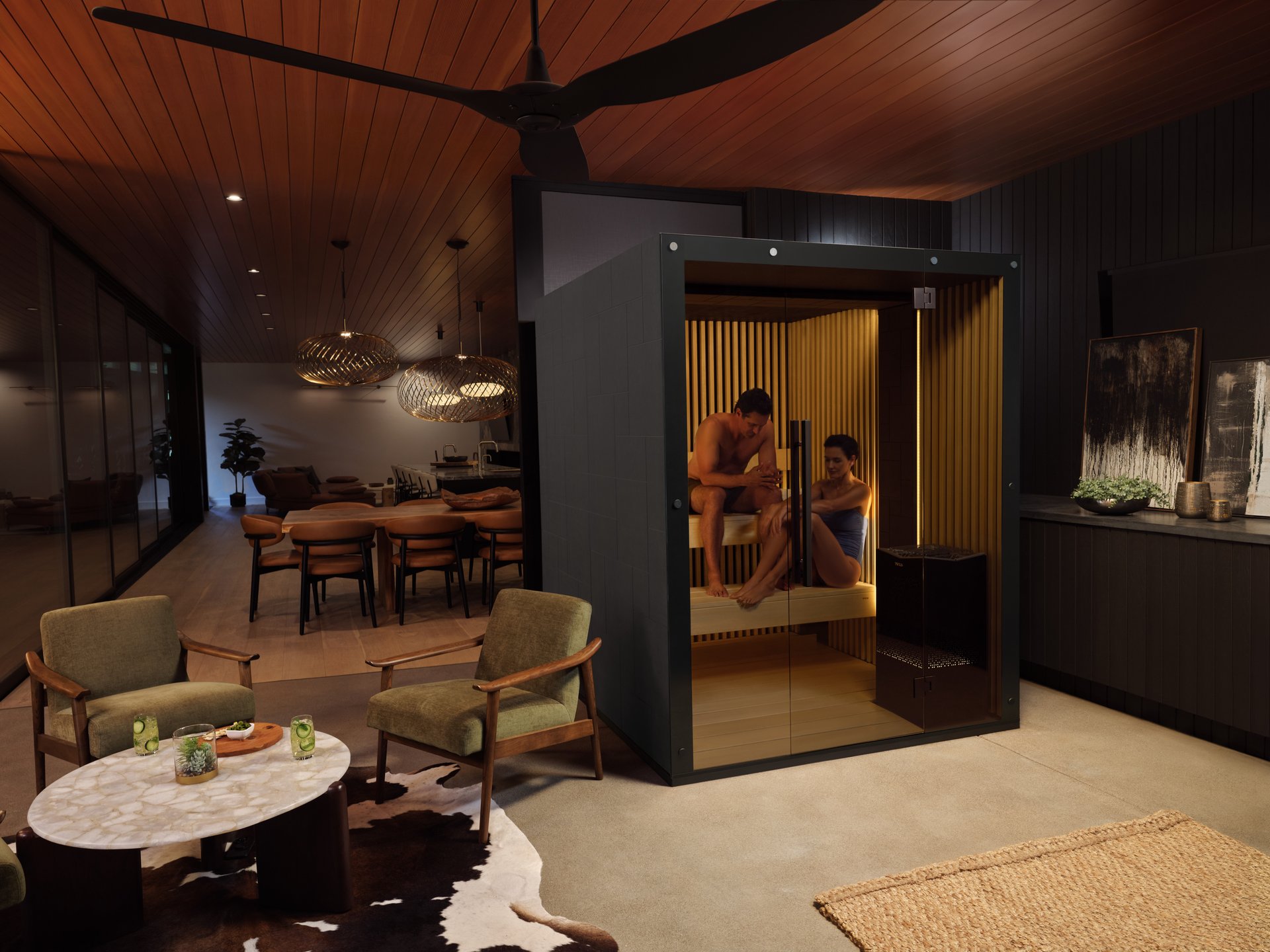 A Tylo sauna in a bright, modern room